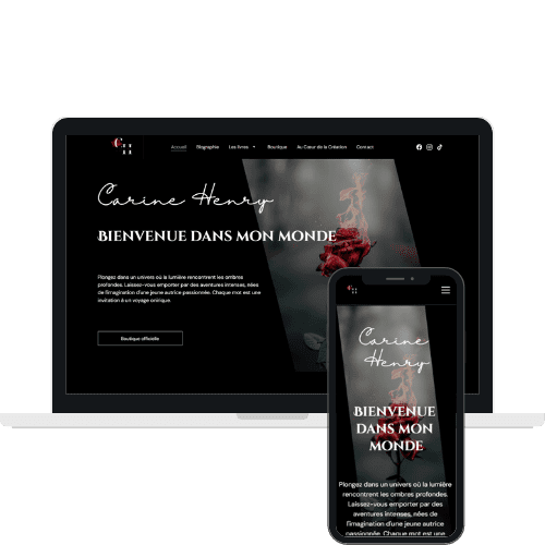 Mockup du site internet de l'auteure Carine Henry - Réalisation de WenDev. Mockup du site internet de l'auteure Carine Henry - Réalisation de WenDev.