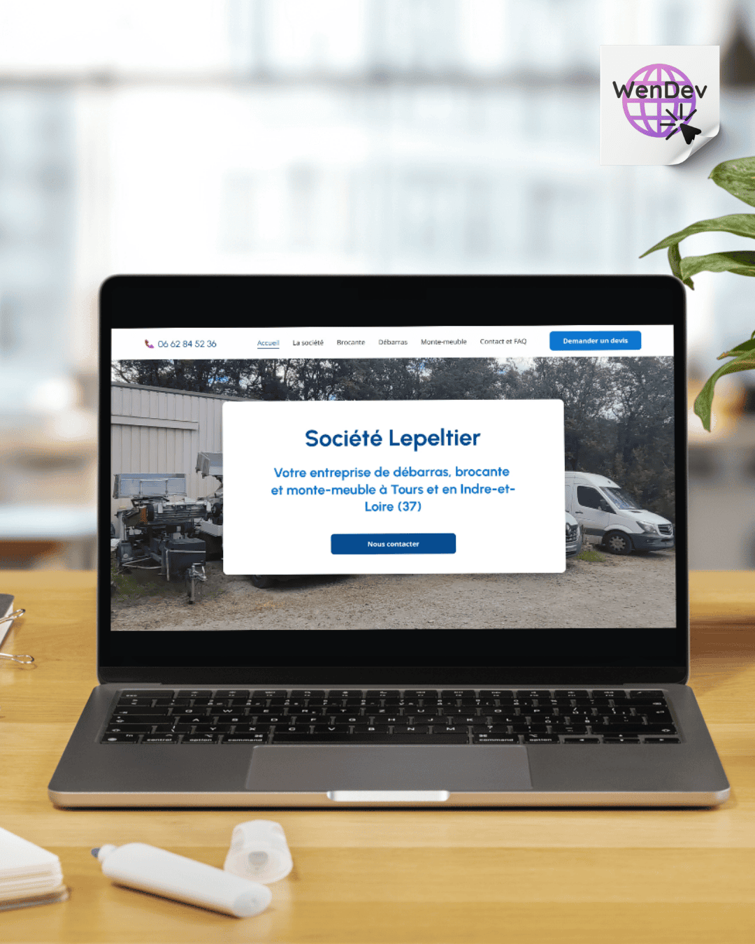 Mockup du site internet de la société Lepeltier, brocante, débarras et monte-meuble en indre-et-Loire - Réalisation de WenDev Mockup du site internet de la société Lepeltier, brocante, débarras et monte-meuble en indre-et-Loire - Réalisation de WenDev