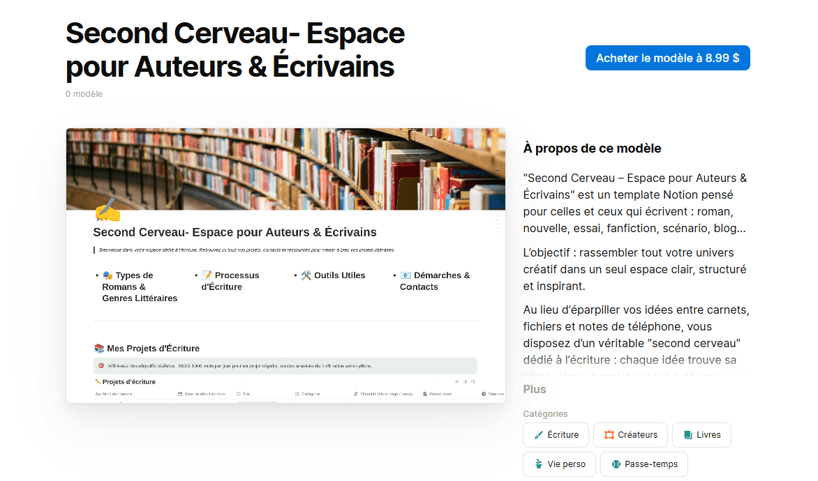 "Second Cerveau – Espace pour Auteurs & Écrivains" est un template Notion pensé pour celles et ceux qui écrivent - Par Céline Gana. Second cerveau, le template Notion pour aider les auteurs à organiser leur projet d'écriture, par Céline Gana - Partenaire de WenDev